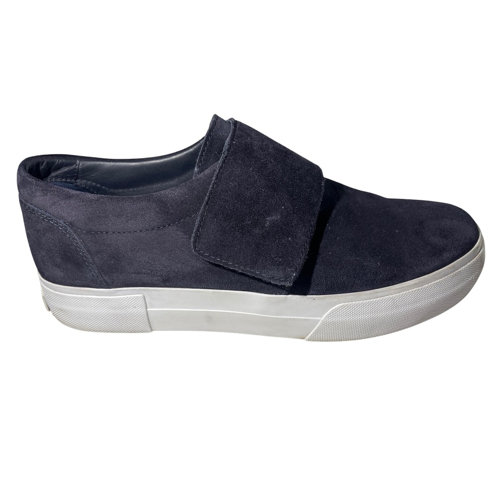 Vince Cage Sneakers Womens 9 Navy Suede Platform Slip On Hook Loop Strap